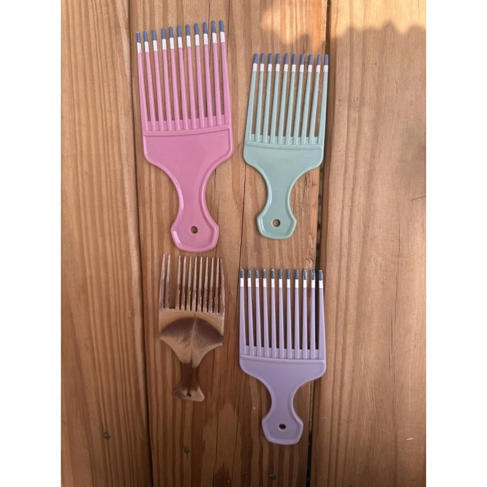 4 Vintage 80s 90s Goody Style Set of Color Dip Pick Hair Lift Comb Picks